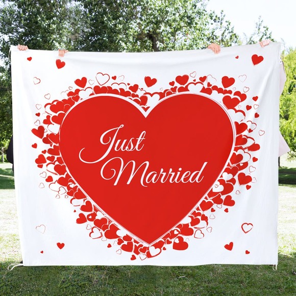 Large Wedding Sheet-JUST MARRIED-Cut Out for walk thru & photos - New in Box! - Picture 6 of 6
